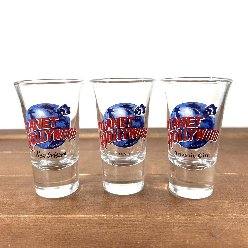 Set of‎ 3, Planet Hollywood Shot Glass Lot, New Orleans Reno Atlantic City